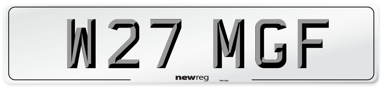 W27 MGF Number Plate from New Reg